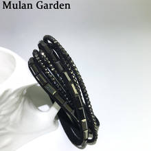 M&G Punk Pu Leather Bracelets Multilayer Black Beaded Fashion Bracelet Bangle Women Jewelry Girl Accessories Hot Sale Gifts 2019 2024 - compre barato