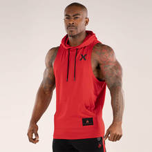 New muscle fitness partner sports vest men's sleeveless cotton fitness vest muscle backless breathable hoodie 2024 - buy cheap