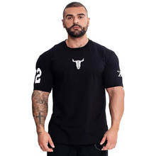Camiseta masculina de manga curta, camiseta de algodão justa casual para academia e treino 2024 - compre barato