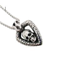 Black Knight Gothetic Snake triangular Skull pendant necklace Vintage silver color Double Face Skull punk necklace BLKN0783 2024 - buy cheap