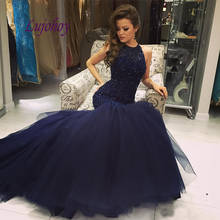 Navy Blue Long Mermaid Evening Dresses Party Plus Size Women Ladies Sexy Prom Formal Evening Gowns Dresses 2024 - buy cheap