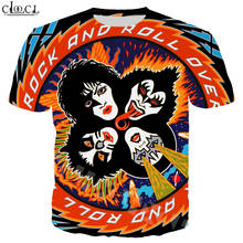 Camiseta manga curta masculina/feminina banda de rock kiss com estampa 3d casual na moda, camiseta streetwear b21 2024 - compre barato