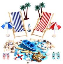 Conjunto de cadeira de praia e férias com guarda-sol e areia para móveis em miniatura para casa de bonecas 1/12 2024 - compre barato