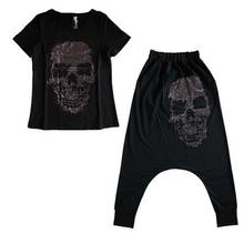 Vetement Femme 2022 Spring Summer Fashion Print Hot Drilling T Shirt And Loose Hanging Pants Hip Hop 2 Pieces Sets Outfits 2024 - buy cheap