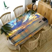 Toalha de mesa padrão paisagem marítima 3d, pano lavável, algodão retangular e redondo 2024 - compre barato