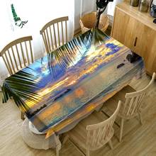 3D Seascape Pattern Tablecloth Sunset of the Sea Washable Cloth Thicken Cotton Rectangular and Round Table Cloth 2024 - buy cheap