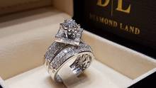 Творческий витой AAA CZ свадебные кольца набор для женщин большой квадратной формы с цирконом Кристалл обручальные ювелирные изделия подарок для друзей 2024 - купить недорого