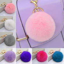 Pompon Fluffy Porte Clef Pompom De Fourrure Women Femme Pom Pom Keychain Rabbit Ear Fur Ball Key Chain Rings Llavero Bag 2024 - buy cheap