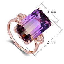 Anel de noivado feminino, pedra do arco-íris vintage quadrado roxo cristalino, joias da moda para mulheres boho 2024 - compre barato