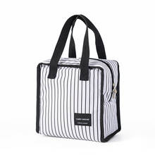 Casual Stripe Lunch Bag Portable Waterproof Insulated Food Carrying Cooler Tote Women's Picnic Food bags Kids Thermal Lunch Box 2024 - buy cheap
