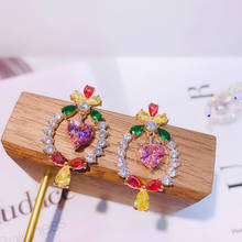 Luxury Geometric Drop Earrings Charm Flower Fashion Inlay Colorful Zircon S925 Jewelry For Women Wedding Party Unusual Earrings 2024 - buy cheap