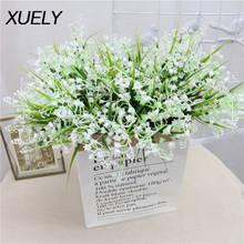 7 Forks artificial flower Valley lily plastic wind chime orchid fake flower plants wall material wedding  hotel home decoration 2024 - compre barato