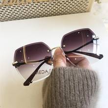 Fashion Rimless Gradient Sun Glasses Women Men Shades 2021 Retro Sunglasses Brand Designer Summer Traveling Green Brown Oculos 2024 - buy cheap