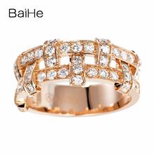 Женское Обручальное Кольцо BAIHE, круглое кольцо из розового золота 14 к с натуральными бриллиантами, 1ct H/SI 2024 - купить недорого