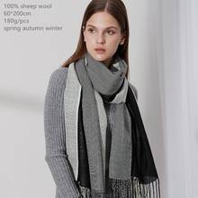 Naizaiga 100% SHEEP WOOL Black and white double stitching fashion women lady thick scarf ,DXYR126 2024 - buy cheap