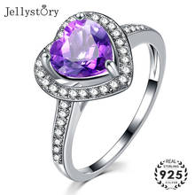 Jellystory 925 Sterling Silver Women Wedding Jewelry Ring Purple Gemstone Heart Design Fashion Engagement Gifts Wholesale 2020 2024 - buy cheap