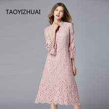 TAOYIZHUAI casual dress for women pink color flare sleeves a line plus size knee length evening party   vestidos 2024 - buy cheap