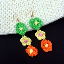 Cute Handmade Knitting Flowers Drop Earrings Fashion Design Women Earrings Best Friend Flower Earrings Brincos Christmas Gift 2024 - buy cheap