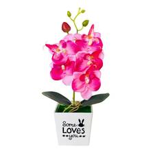 Bonsái de orquídeas artificiales, flores falsas con maceta, decoración de muebles para el hogar 2024 - compra barato