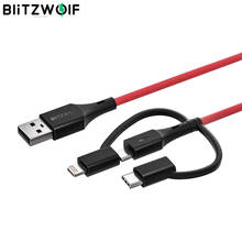 BlitzWolf MT4 3 in 1 Type C + Lightning + Micro USB Data Cable With MFI Certified for Samsung Xiaomi for iPhone 11 X Max 2024 - buy cheap