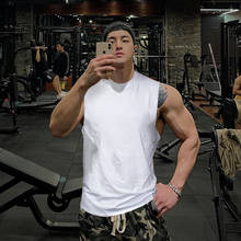 Mens Running Vest Solid Cotton Tank Top Muscle Sleeveless T Shirt Bodybuilding Singlets Fitness Men Tanktop 2024 - buy cheap