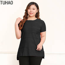 TUHAO-Blusa holgada de algodón y lino para mujer, camisa informal de oficina, 5XL talla grande, para primavera y verano 2024 - compra barato