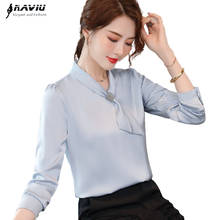 High End Shirt Women Tie Design 2021 Spring New Temperament Formal Fashion Chiffon Blouses Office Ladies Casual Loose Work Tops 2024 - buy cheap