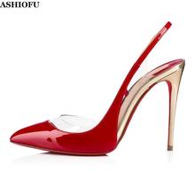 ASHIOFU Newest Hot Sale Handmade Ladies High Heel Pumps Patchwork PVC Sexy Party Dress Shoes Slingback Evening Fashion Shoes 2024 - buy cheap