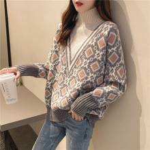 Woman Sweaters 2020 nian Autumn Winter Retro High Neck Thickened Women's Sweater Top Femme Chandails Pull Hiver 2024 - buy cheap