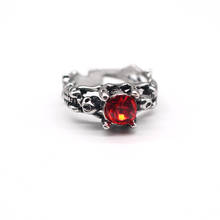 Anillo abierto de calavera de circón rojo gótico Steampunk para hombres y mujeres, joyería Vintage de Metal, estilo Hip Hop, regalo de fiesta, R104, 1 unidad 2024 - compra barato