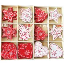 10Pcs Christmas Tree Ornament Wooden Pendant Wood Craft Heart Star Snowflake Hanging Decor For Home New Year Xmas Party Supplies 2024 - buy cheap