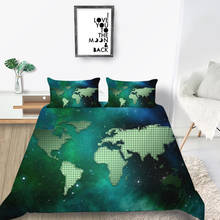 World Map Bedding Set King Size 3D Techology Green Duvet Cover Galaxy Queen Twin Full Single Double Unique Design Bed Set 2024 - buy cheap