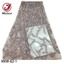 Кружевная ткань, в нигерийском стиле, с вышивкой, для платья, NXW-62 2024 - купить недорого