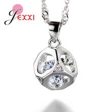 100% 925 Sterling Silver Romantic Love Heart Square Crystal Ladies Pendant Necklaces Jewelry Long Wave Chain Drop Shipping 2024 - buy cheap