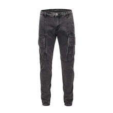 Seveyventilador calça jeans masculina vintage, azul, cinza, com retalhos, para homens 2024 - compre barato