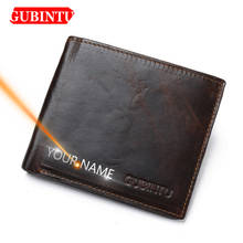 2022 Men Wallets Name Engraving Genuine Leather Short Wallet Card Holder Coin Pocket Business High Quality Fashion Purse For Men 2024 - buy cheap