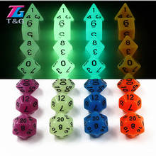 Wholesales 7pc/lot Glow in the dark RPG Digital Dice Set D4,d6,d8,d10,d10%,d12,d20 for Board Game Orange,purple,blue,light green 2024 - buy cheap