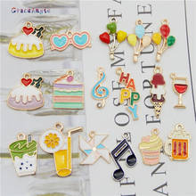 17pcs mix Enamel Alloy Charms Cake Music jewelry food pendant Ice Cream Letters Necklace earrings Metal Bracelet Gift Keychain 2024 - buy cheap