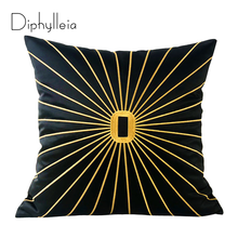 Diphylleia-funda de almohada de lujo para sofá, cubierta de cojín de color negro con bordado dorado y estrella brillante para sala de estar, 45x45cm 2024 - compra barato