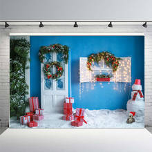 Árvore de natal branca de boneco de neve, decorações de ano novo, flocos de nece, plano de fundo para estúdio de fotografia, tijolos, lareira 2024 - compre barato