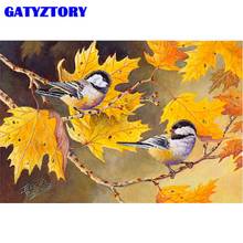 GATYZTORY-cuadro por números para adultos y niños, 60x75cm, pájaro de otoño en árbol, paisaje, pintura al óleo, Kits de números 2024 - compra barato