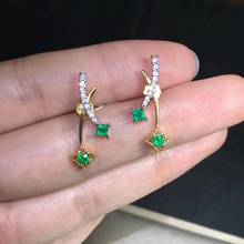 hot charming emerald stud earrings women silver jewelry natural gem real 925 silver gold plated color girl party birthday gift 2024 - buy cheap