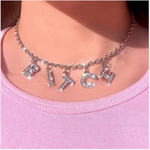 New Trend Silver Color Alphabet Bitch Pendant Fun Game Statement Necklace Women Charm Party Clavicle Chain Jewelry Accessories 2024 - buy cheap