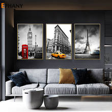 Iron Tower Big Ben Wall Art Canvas Poster Black White City Landscape Print Painting Nordic Decoration Picture for Living Room 2024 - buy cheap