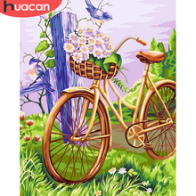 HUACAN Painting By Number Bicycle Drawing On Canvas HandPainted Painting Art Gift DIY Pictures By Number Flower Kits Home Decor 2024 - buy cheap