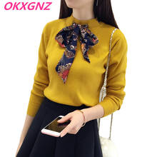 New Knitted Sweater Fashion 2020 Winter Yellow Women Sweater And Pullover Bow tie Top Female Jersey Mujer Jumper Pull Femme P214 2024 - buy cheap