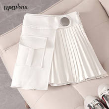 Free Shipping Irregular Pleated Skirt Women's 2021 Summer New High Waist A-line Skirt White Skirt Fashion Elegant Ladies Hakama 2024 - buy cheap