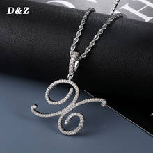D&Z New A-Z Cursive Letters Name Pendant &Necklace Iced Out Cubic Zircon Gold Silver Color Charm Hip Hop Jewelry 2024 - buy cheap