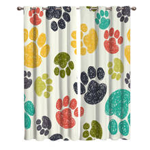 Cortinas coloridas decorativas para sala de estar, cortinas com estampa de pata de cachorro 2024 - compre barato