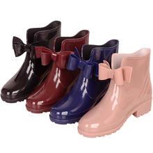 Rubber Shoes for Women PVC Rainboots Waterproof Rain Boots Trendy Jelly Shoes Women's Ankle Boots Bow Rainy Shoes Woman Galoshes 2024 - buy cheap